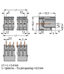 THT male header; 1.0 x 1.0 mm solder pin; straight; Pin spacing 5 mm; 8-pole; gray