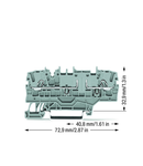 2-conductor carrier terminal block; with additional jumper position; for DIN-rail 35 x 15 and 35 x 7.5; 2.5 mm²; Push-in CAGE CLAMP®; 2,50 mm²; gray