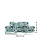 Double-deck carrier terminal block; L/L; for DIN-rail 35 x 15 and 35 x 7.5; 2.5 mm²; Push-in CAGE CLAMP®; 2,50 mm²; gray