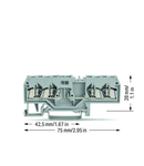 4-conductor carrier terminal block; for DIN-rail 35 x 15 and 35 x 7.5; 2.5 mm²; CAGE CLAMP®; 2,50 mm²; gray