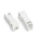 Strain relief housing; 2-pole; with locking clip; for 1 cable; 3.8 … 8.2 mm; 30 mm; white