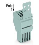 1-conductor female plug; Strain relief plate; 1.5 mm²; 4-pole; 1,50 mm²; gray