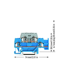 Double-deck terminal block; with additional jumper position on lower level; for DIN-rail 35 x 15 and 35 x 7.5; 2.5 mm²; CAGE CLAMP®; 2,50 mm²; blue/gray