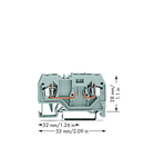 2-conductor carrier terminal block; for DIN-rail 35 x 15 and 35 x 7.5; 2.5 mm²; CAGE CLAMP®; 2,50 mm²; gray