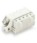 1-conductor female plug; angled; 100% protected against mismating; clamping collar; 2.5 mm²; Pin spacing 5 mm; 4-pole; 2,50 mm²; light gray