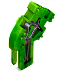 Center module for 1-conductor female connector; angled; 4 mm²; 1-pole; 4,00 mm²; green-yellow