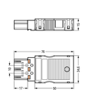 Shorting plug; with assembled strain relief housing; 3-pole; Cod. A; Bridge L-N; 4,00 mm²; black