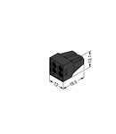 PUSH WIRE® connector for junction boxes; for solid and stranded conductors; max. 2.5 mm²; 4-conductor; Black housing; black cover; Max. surrounding air temperature: 105 °C; 2,50 mm²