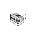 PUSH WIRE® connector for junction boxes; for solid and stranded conductors; for Ex applications; max. 2.5 mm²; 3-conductor; light gray housing; light gray cover; Surrounding air temperature: max 60°C; 6,00 mm²