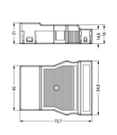 Strain relief housing; 5-pole; for 1 cable; 11.5 … 16.5 mm; 71 mm; white