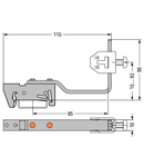 Busbar carrier; for busbars Cu 10 mm x 3 mm; flexible; for DIN 35 rail; gray