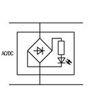 Component plug; 2-pole; LED (red); 10.4 mm wide; Operating temperature 85°C max.; gray