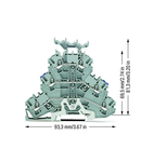 Triple-deck terminal block; Shield/through/through terminal block; Shield/N/L; with marker carrier; for DIN-rail 35 x 15 and 35 x 7.5; 2.5 mm²; Push-in CAGE CLAMP®; 2,50 mm²; gray