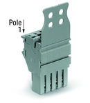 1-conductor female plug; Strain relief plate; 2.5 mm²; 4-pole; 2,50 mm²; gray