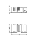 Strain relief housing; 2-pole; with locking clip; for 1 cable; 7.0 … 10.5 mm; 35 mm; white