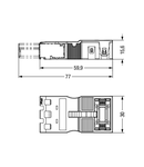 Strain relief housing; 3-pole; with locking clip; for 1 cable; 7.0 … 11.5 mm; 48 mm; black