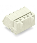 1-conductor female plug; angled; 100% protected against mismating; Snap-in mounting feet; 2.5 mm²; Pin spacing 5 mm; 5-pole; 2,50 mm²; light gray