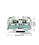 2-conductor shield terminal block; 16 mm²; suitable for Ex e II applications; side and center marking; for DIN-rail 35 x 15 and 35 x 7.5; Push-in CAGE CLAMP®; 16,00 mm²; white