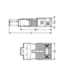 Strain relief housing; 3-pole; with locking clip; for 1 cable; 7.0 … 11.5 mm; 48 mm; white