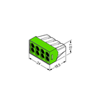 PUSH WIRE® connector for junction boxes; for solid and stranded conductors; max. 2.5 mm²; 8-conductor; transparent housing; green cover; Surrounding air temperature: max 60°C; 2,50 mm²