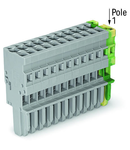 1-conductor female plug; 4 mm²; 15-pole; 4,00 mm²; gray, green-yellow