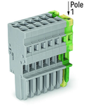 1-conductor female plug; 4 mm²; 8-pole; 4,00 mm²; gray, green-yellow