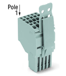 2-conductor female connector; Strain relief plate; 1.5 mm²; 2-pole; 1,50 mm²; gray