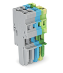 1-conductor female plug; 4 mm²; 4-pole; 4,00 mm²; gray, blue, green-yellow