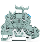 Double-deck terminal block; Shield/through terminal block; Shield/L; without marker carrier; for DIN-rail 35 x 15 and 35 x 7.5; 1 mm²; Push-in CAGE CLAMP®; 1,00 mm²; gray