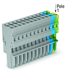 1-conductor female plug; 4 mm²; 15-pole; 4,00 mm²; gray, blue, green-yellow