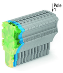 1-conductor female plug; 1.5 mm²; 15-pole; 1,50 mm²; green-yellow, blue, gray