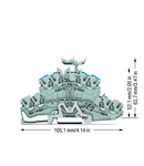 4-conductor double deck terminal block; Shield/through terminal block; Shield/N; with marker carrier; Blue conductor entry upper deck; for DIN-rail 35 x 15 and 35 x 7.5; 2.5 mm²; Push-in CAGE CLAMP®; 2,50 mm²; gray