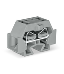Space-saving, 4-conductor end terminal block; without push-buttons; without protruding snap-in mounting foot; for terminal strips with snap-in mounting feet; 4 mm²; CAGE CLAMP®; 4,00 mm²; gray