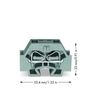 Space-saving, 4-conductor end terminal block; without push-buttons; without protruding snap-in mounting foot; for terminal strips with snap-in mounting feet; 4 mm²; CAGE CLAMP®; 4,00 mm²; gray