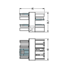 3-way distribution connector; 4-pole; Cod. B; 1 input; 3 outputs; gray