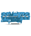 4-conductor through terminal block; 2.5 mm²; with test option; same profile as 4-conductor disconnect terminal block; side and center marking; for DIN-rail 35 x 15 and 35 x 7.5; Push-in CAGE CLAMP®; 2,50 mm²; blue