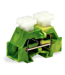 4-conductor terminal block; on both sides with push-buttons; with fixing flange; for screw or similar mounting types; Fixing hole 3.2 mm Ø; 2.5 mm²; CAGE CLAMP®; 2,50 mm²; green-yellow