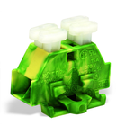 4-conductor terminal block; on both sides with push-buttons; with fixing flange; for screw or similar mounting types; Fixing hole 3.2 mm Ø; 2.5 mm²; CAGE CLAMP®; 2,50 mm²; green-yellow