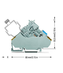 2-conductor actuator terminal block; with colored conductor entries; 2.5 mm²; CAGE CLAMP®; 2,50 mm²; gray