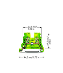 2-conductor ground terminal block; 2.5 mm²; suitable for Ex e II applications; lateral marker slots; for DIN-rail 35 x 15 and 35 x 7.5; CAGE CLAMP®; 2,50 mm²; green-yellow