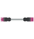 pre-assembled interconnecting cable; B2ca; Socket/plug; 3-pole; Cod. B; 4m; 1,00 mm²; pink