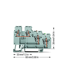 3-conductor actuator supply terminal block; with colored conductor entries; 2.5 mm²; CAGE CLAMP®; 2,50 mm²; gray