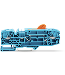 2-conductor disconnect/test terminal block; with pivoting knife disconnect; with test option; orange disconnect link; for DIN-rail 35 x 15 and 35 x 7.5; 6 mm²; Push-in CAGE CLAMP®; 6,00 mm²; blue