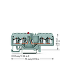 Component terminal block; 4-conductor; LED (red); 24 VDC; for DIN-rail 35 x 15 and 35 x 7.5; 2.5 mm²; CAGE CLAMP®; 2,50 mm²; gray