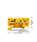 3-conductor through terminal block; 4 mm²; suitable for Ex e II applications; side and center marking; for DIN-rail 35 x 15 and 35 x 7.5; Push-in CAGE CLAMP®; 4,00 mm²; yellow