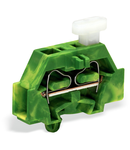 2-conductor terminal block; on one side with push-button; with snap-in mounting foot; for plate thickness 0.6 - 1.2 mm; Fixing hole 3.5 mm Ø; 2.5 mm²; CAGE CLAMP®; 2,50 mm²; green-yellow