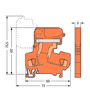 2-conductor disconnect terminal block; for DIN-rail 35 x 15 and 35 x 7.5; 4 mm²; CAGE CLAMP®; 4,00 mm²; orange