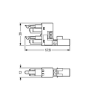 h-distribution connector; 2-pole; Cod. A; 1 input; 2 outputs; outputs on one side; 2 locking levers; white