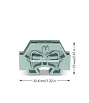 Space-saving, 2-conductor end terminal block; without push-buttons; without protruding snap-in mounting foot; for terminal strips with snap-in mounting feet; 4 mm²; CAGE CLAMP®; 4,00 mm²; gray