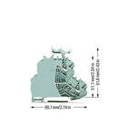 Double-deck terminal block; Through/through terminal block; with end plate; L/L; with marker carrier; for DIN-rail 35 x 15 and 35 x 7.5; 2.5 mm²; Push-in CAGE CLAMP®; 2,50 mm²; gray